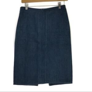 Charles Nolan Navy Tweed Wool Pencil Skirt 4